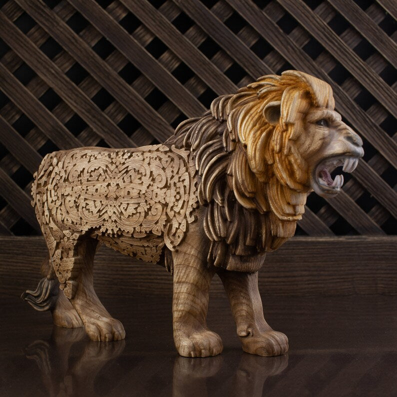 Lion Simba King Safari Statue Sculpture Wooden