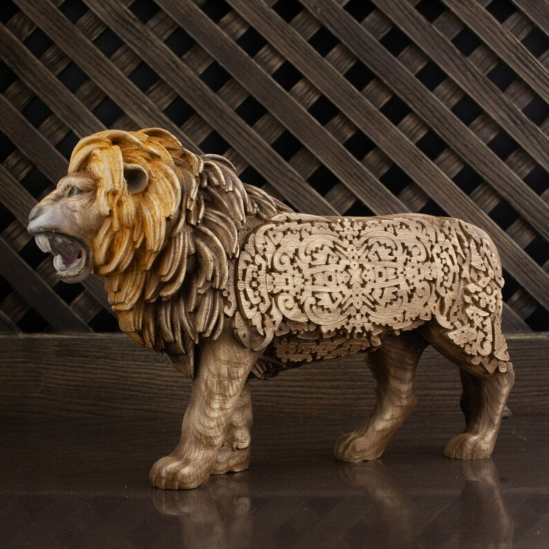 Lion Simba King Safari Statue Sculpture Wooden