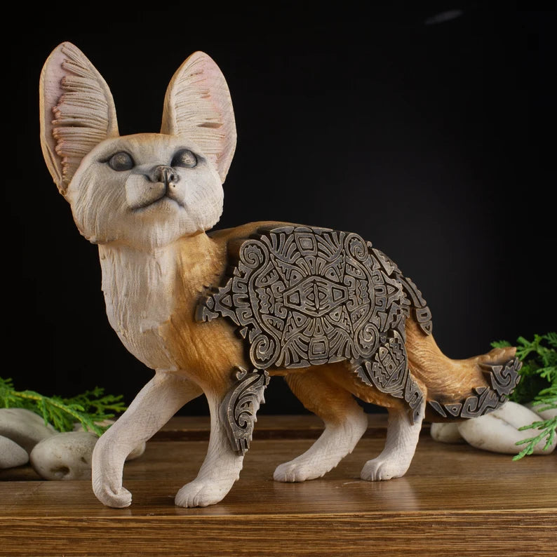 Wooden Fennec Fox Carved - African Safari Carved