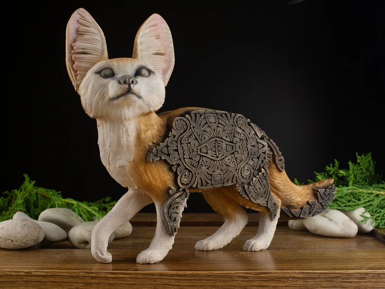 Wooden Fennec Fox Carved - African Safari Carved