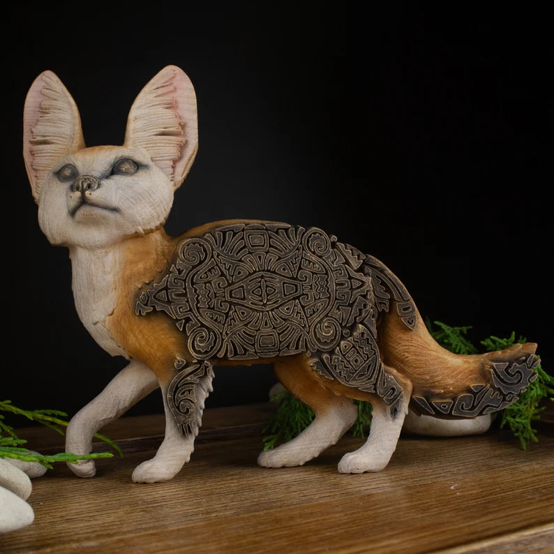 Wooden Fennec Fox Carved - African Safari Carved