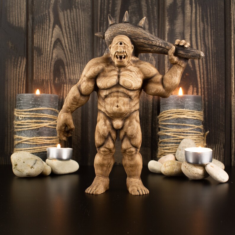 Cyclop Greek Sculpture Greek Mythology Monster Wooden Statue