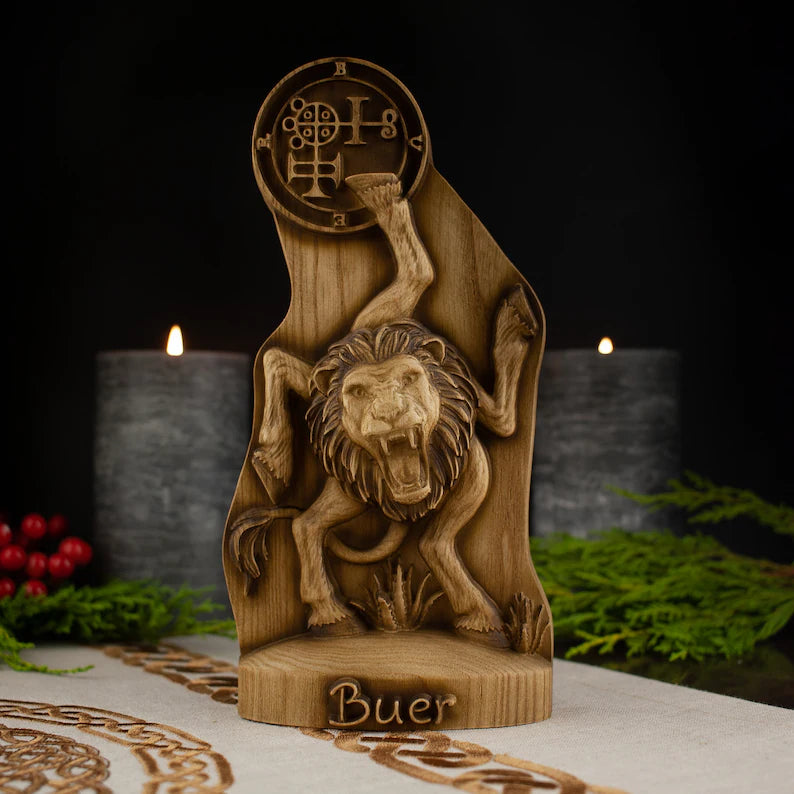 Buer Demon Statue - Wooden Goetia Gothic Decor