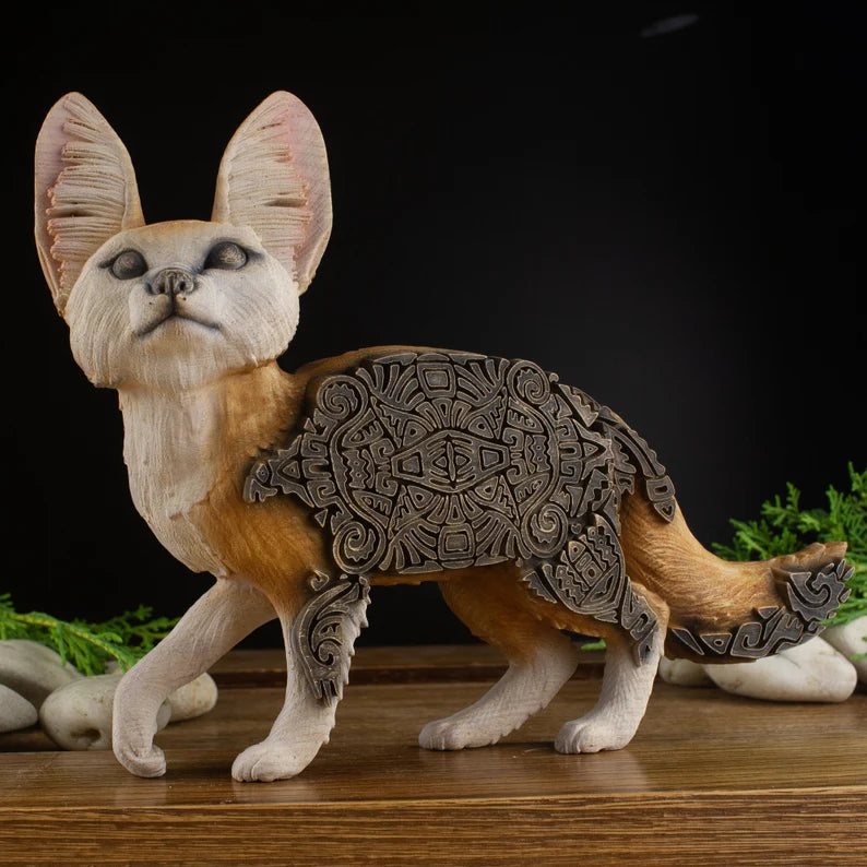 Wooden Fennec Fox Carved - African Safari Carved