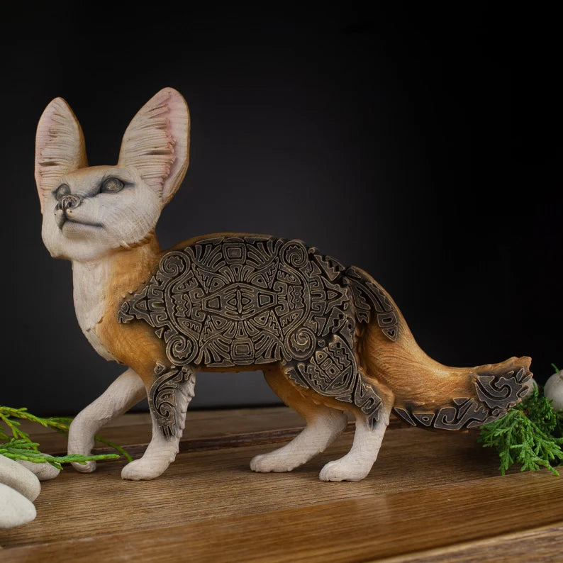 Wooden Fennec Fox Carved - African Safari Carved