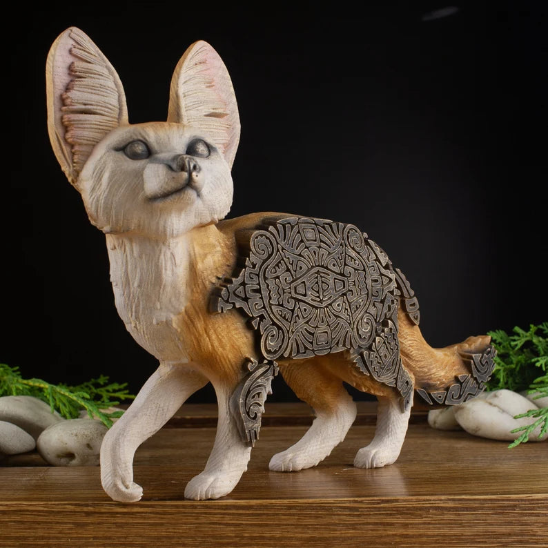 Wooden Fennec Fox Carved - African Safari Carved