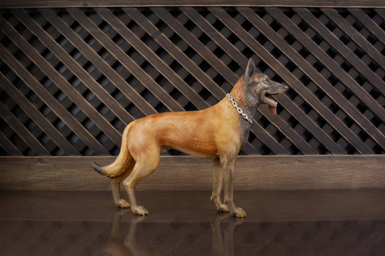 Handcrafted Wooden Malinois Statue: A Tribute to Belgian Shepherds