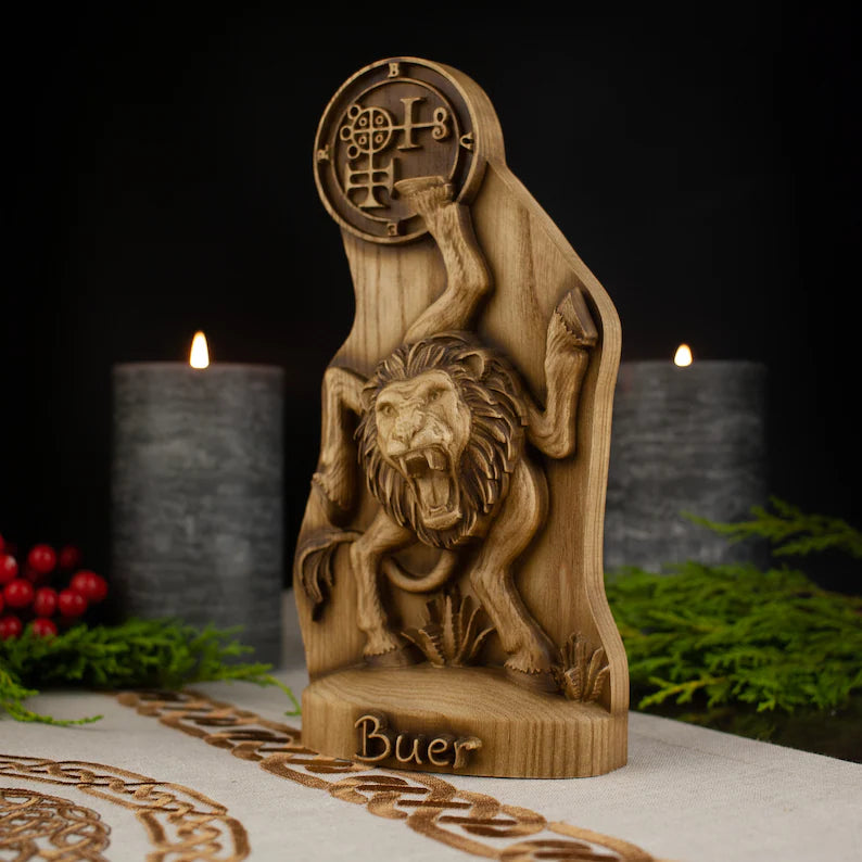 Buer Demon Statue - Wooden Goetia Gothic Decor