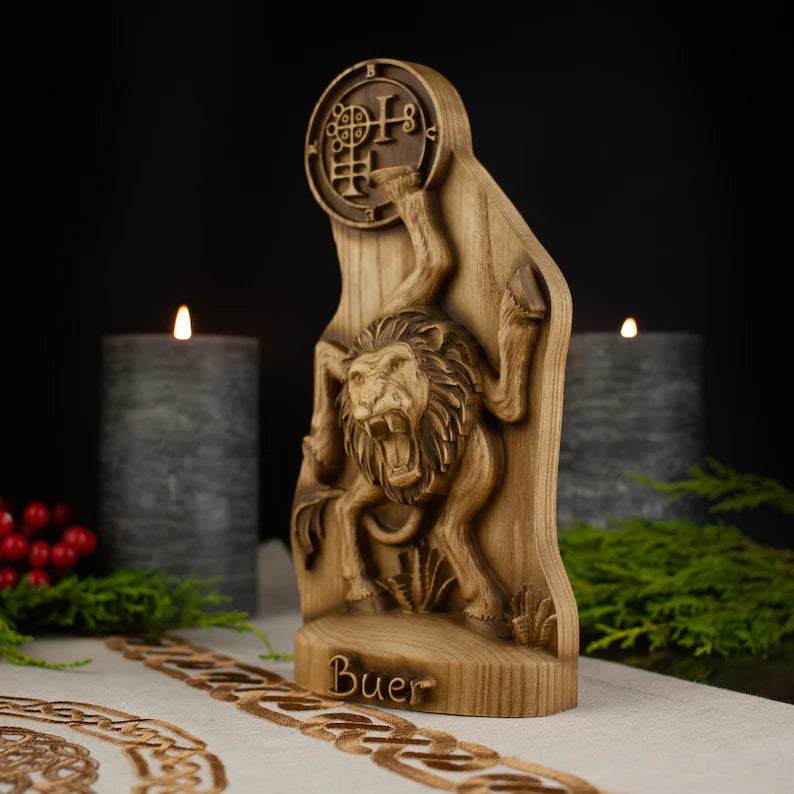 Buer Demon Statue - Wooden Goetia Gothic Decor