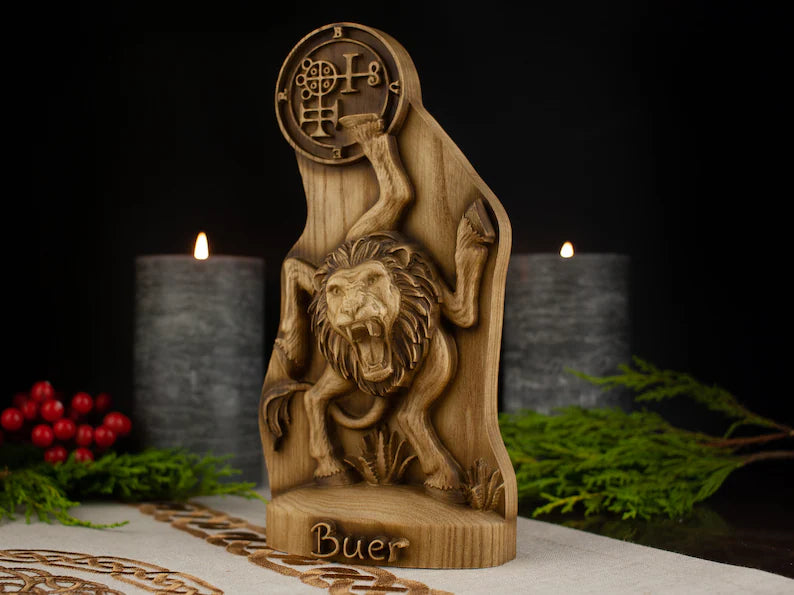 Buer Demon Statue - Wooden Goetia Gothic Decor