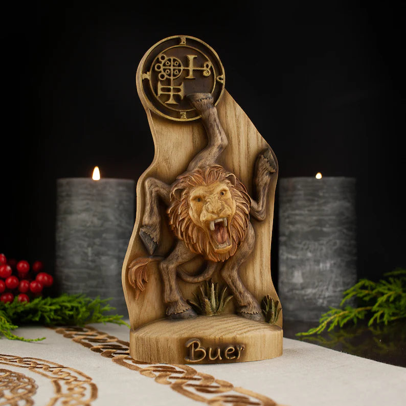 Buer Demon Statue - Wooden Goetia Gothic Decor