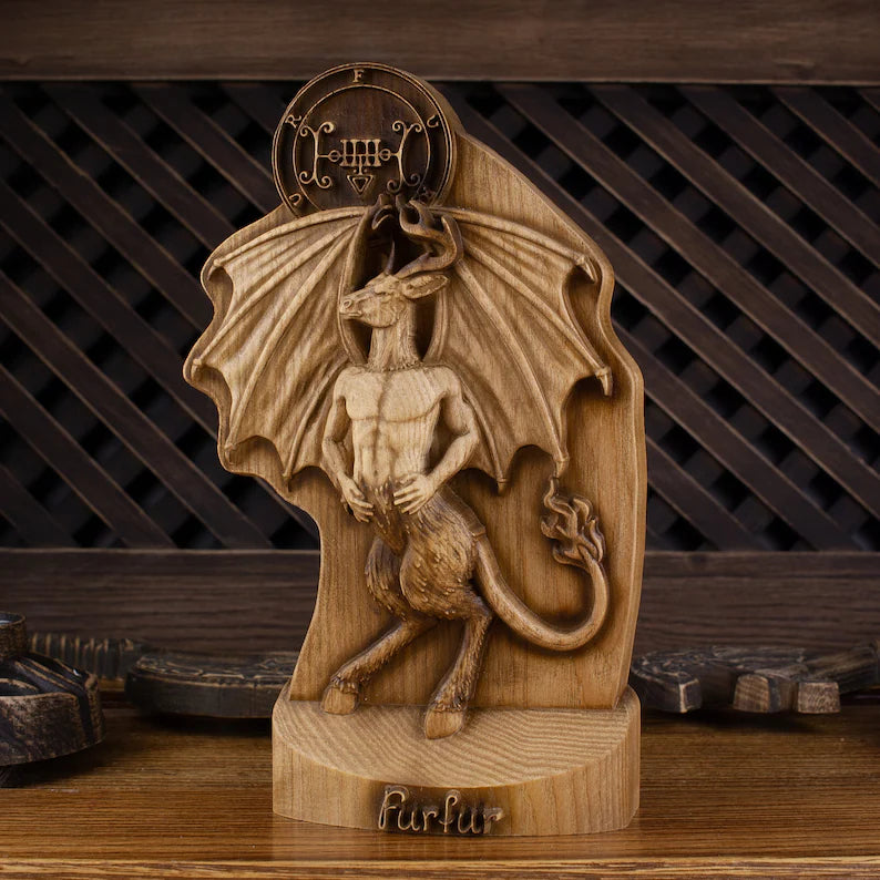 Exquisite Furfur Demon Wooden Statue: A Masterpiece of Occult Craftsmanship