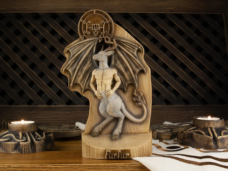 Exquisite Furfur Demon Wooden Statue: A Masterpiece of Occult Craftsmanship