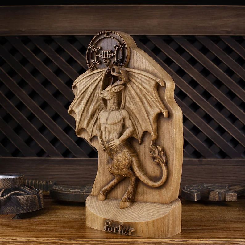 Exquisite Furfur Demon Wooden Statue: A Masterpiece of Occult Craftsmanship