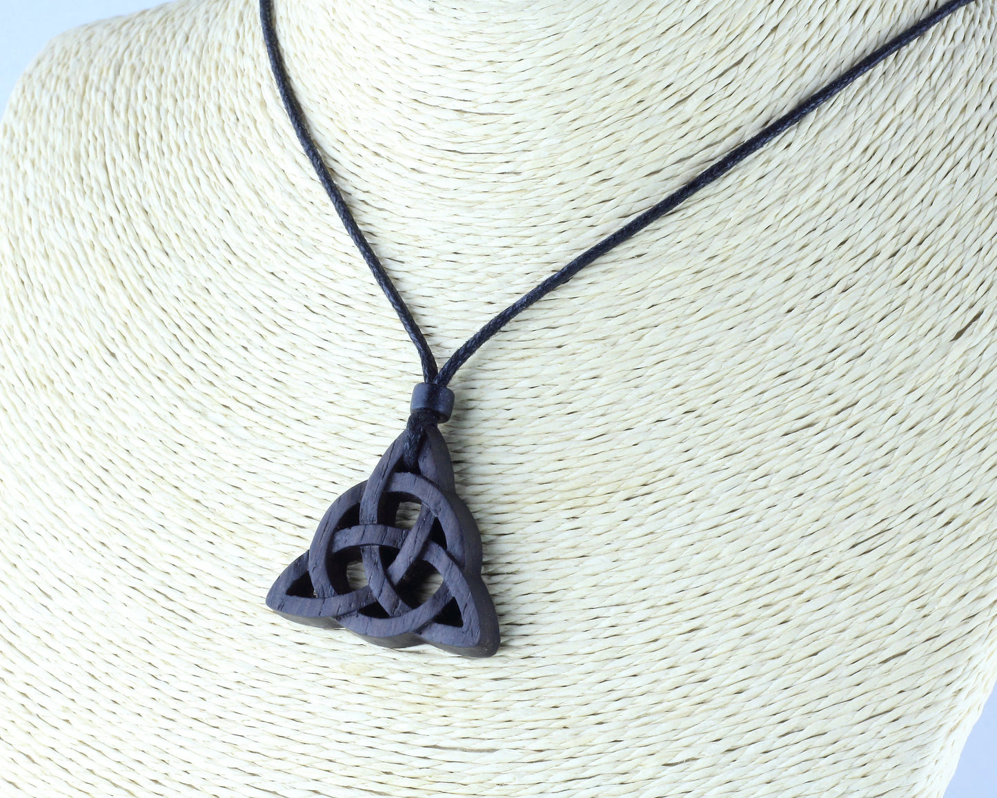Celtic Triquetra Trinity Knot Pendant from 5000-Year-Old Irish Bog Oak