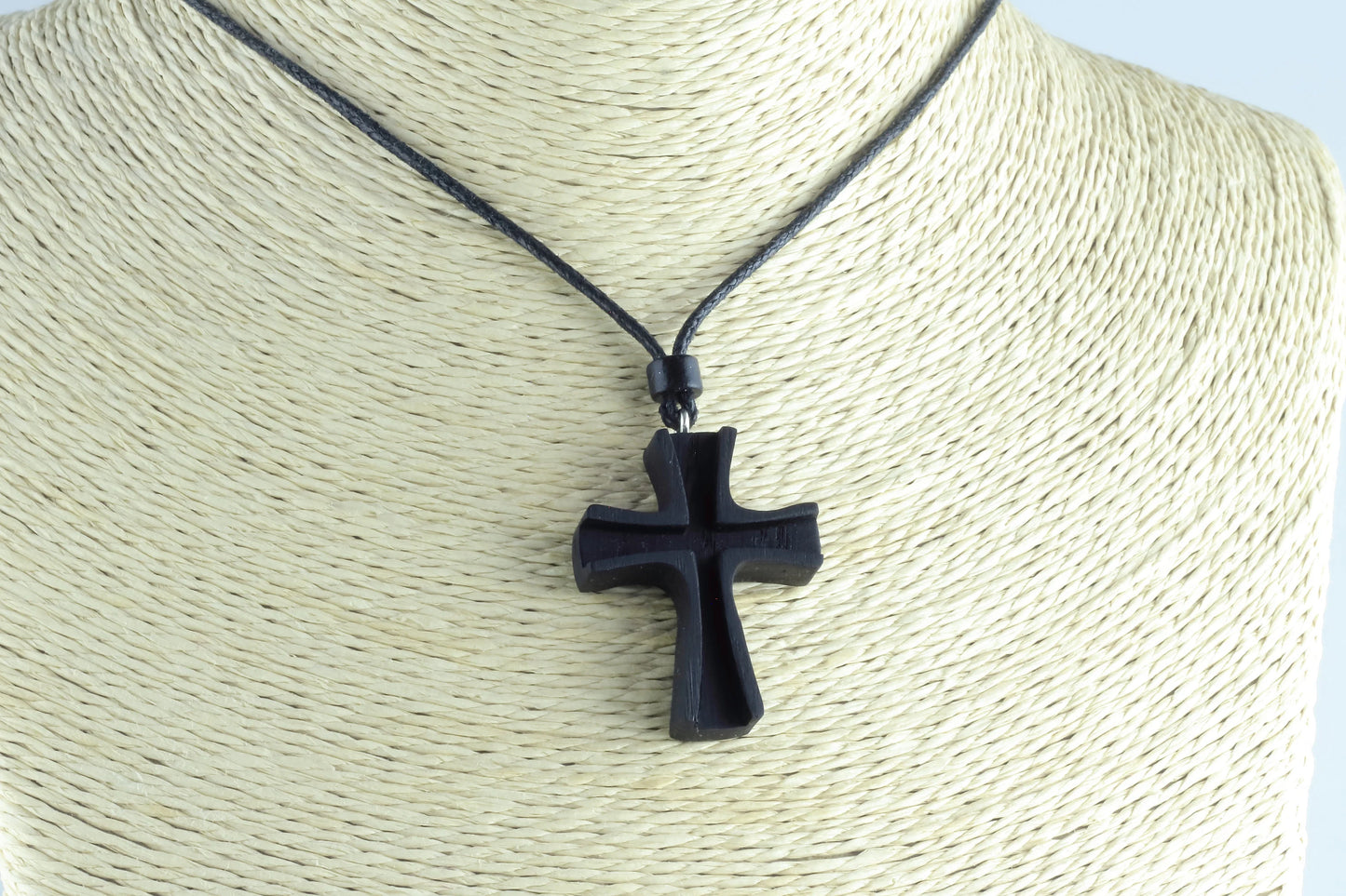 Handcrafted Wooden Cross Pendant with Adjustable Cord