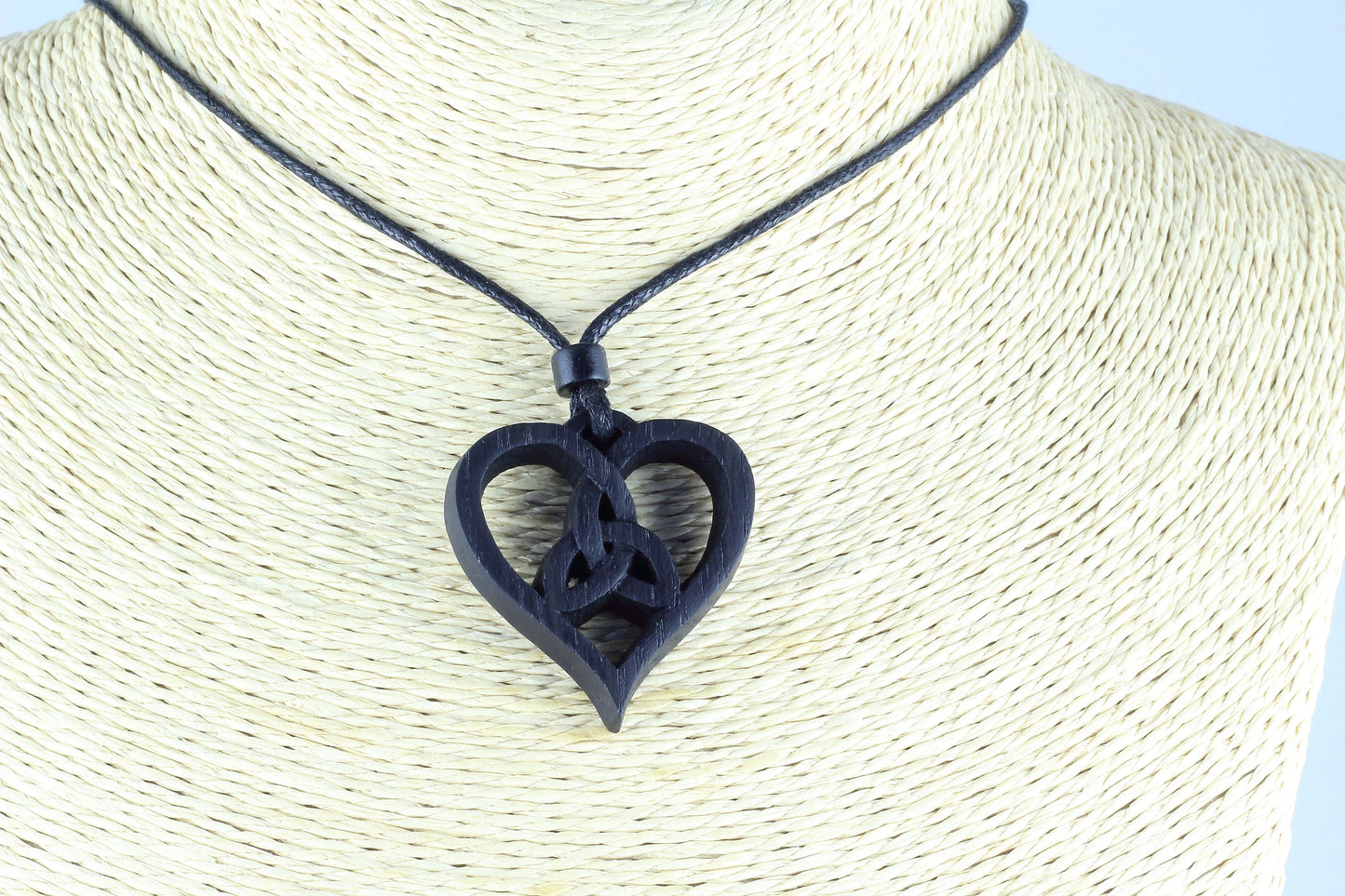 Irish Bog Oak Heart Celtic Knot Necklace