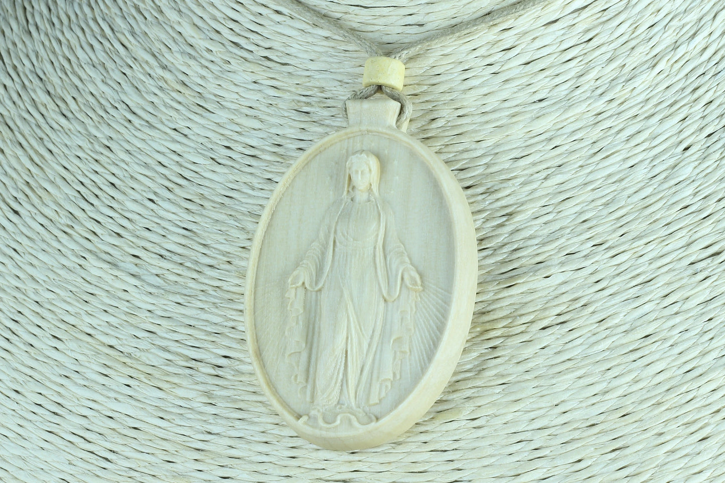 Wood Symbolize Devotion with St. Mary Pendant