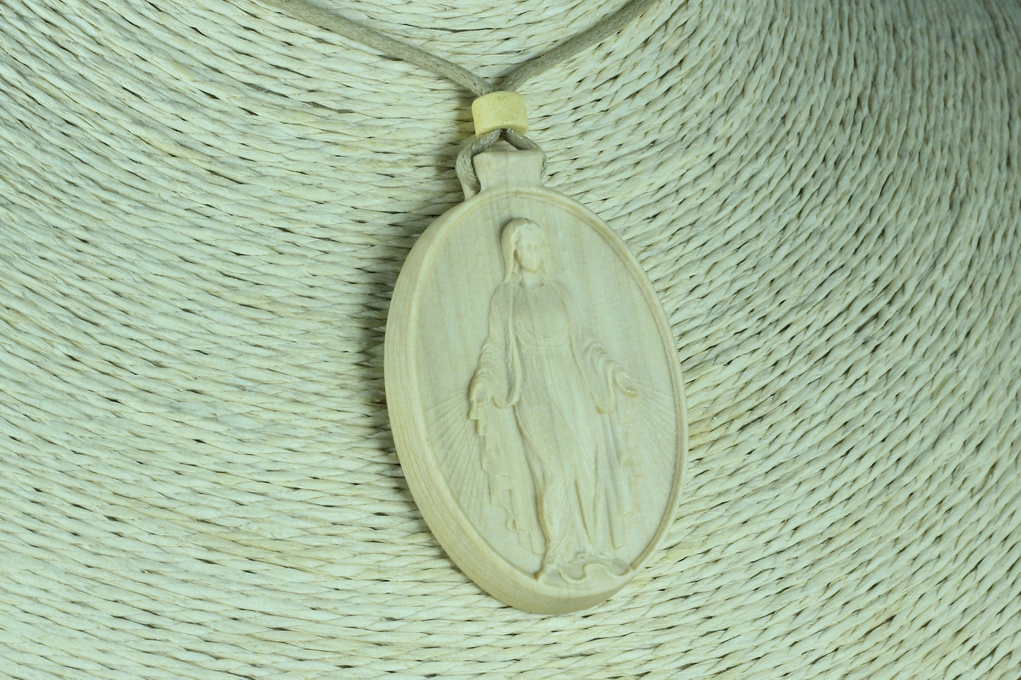 Wood Symbolize Devotion with St. Mary Pendant