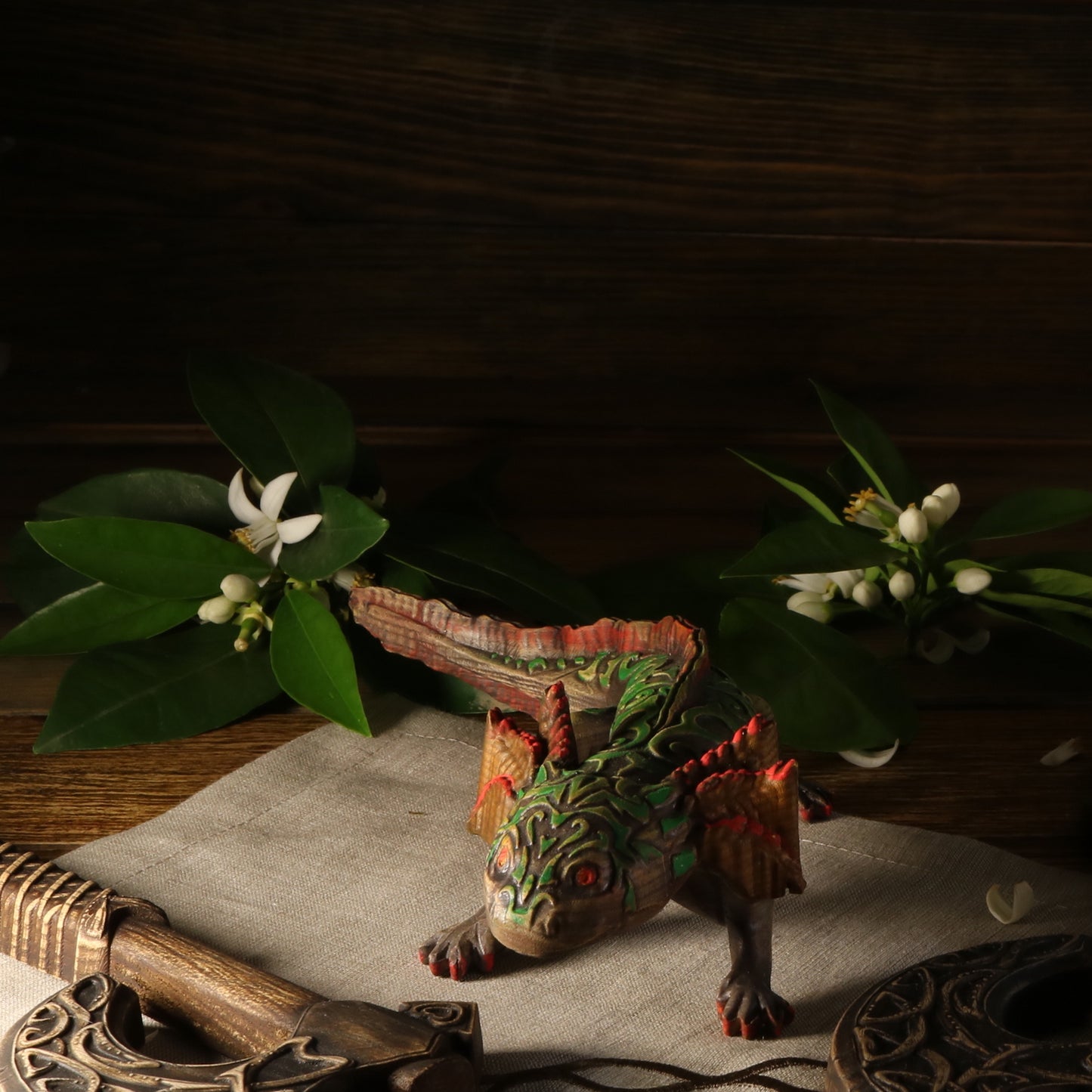 Axolotl figurine Amphibian figurine Wood carved axolotl Mexican art Colored axolotl Axolotl gift Mexican salamander Sea animal Animal statue