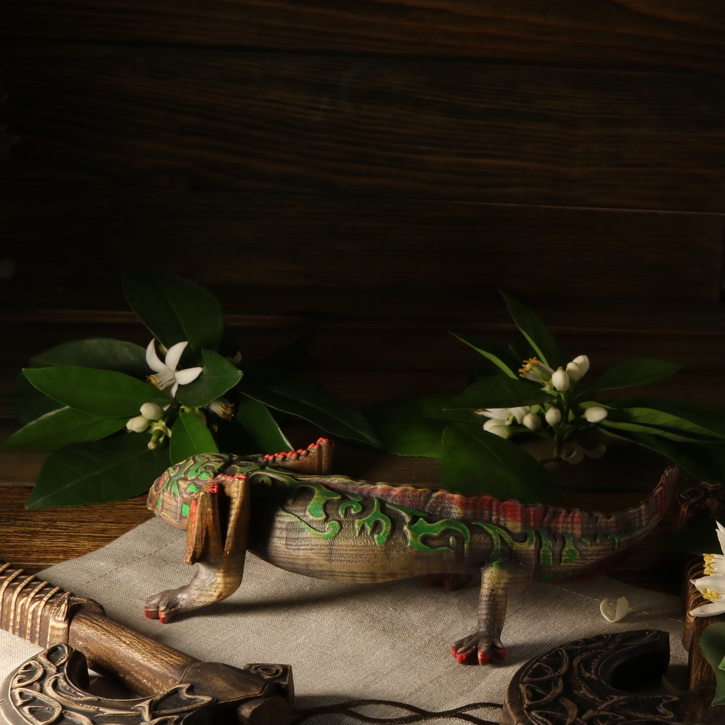 Axolotl figurine Amphibian figurine Wood carved axolotl Mexican art Colored axolotl Axolotl gift Mexican salamander Sea animal Animal statue