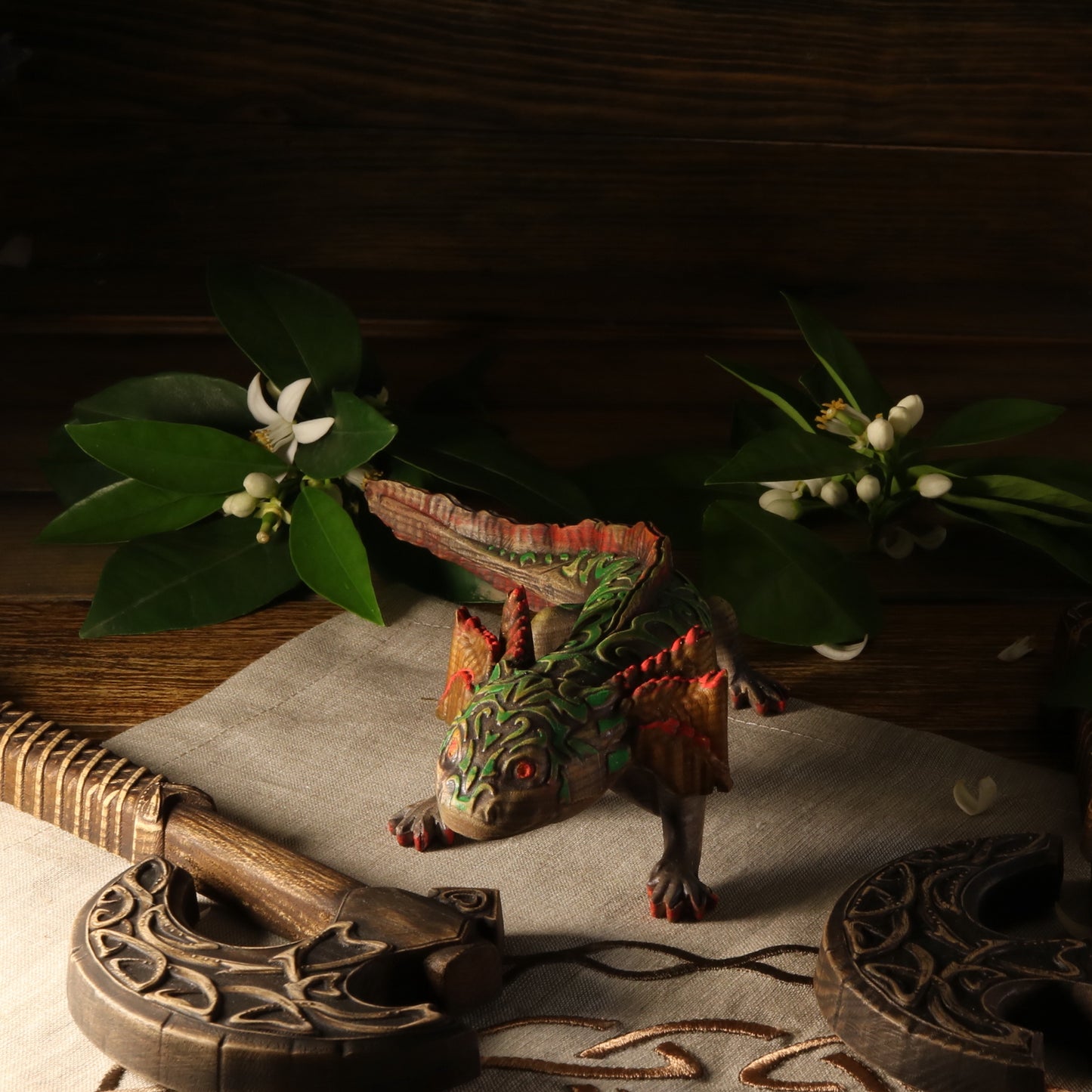 Axolotl figurine Amphibian figurine Wood carved axolotl Mexican art Colored axolotl Axolotl gift Mexican salamander Sea animal Animal statue
