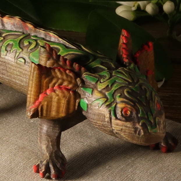 Axolotl figurine Amphibian figurine Wood carved axolotl Mexican art Colored axolotl Axolotl gift Mexican salamander Sea animal Animal statue