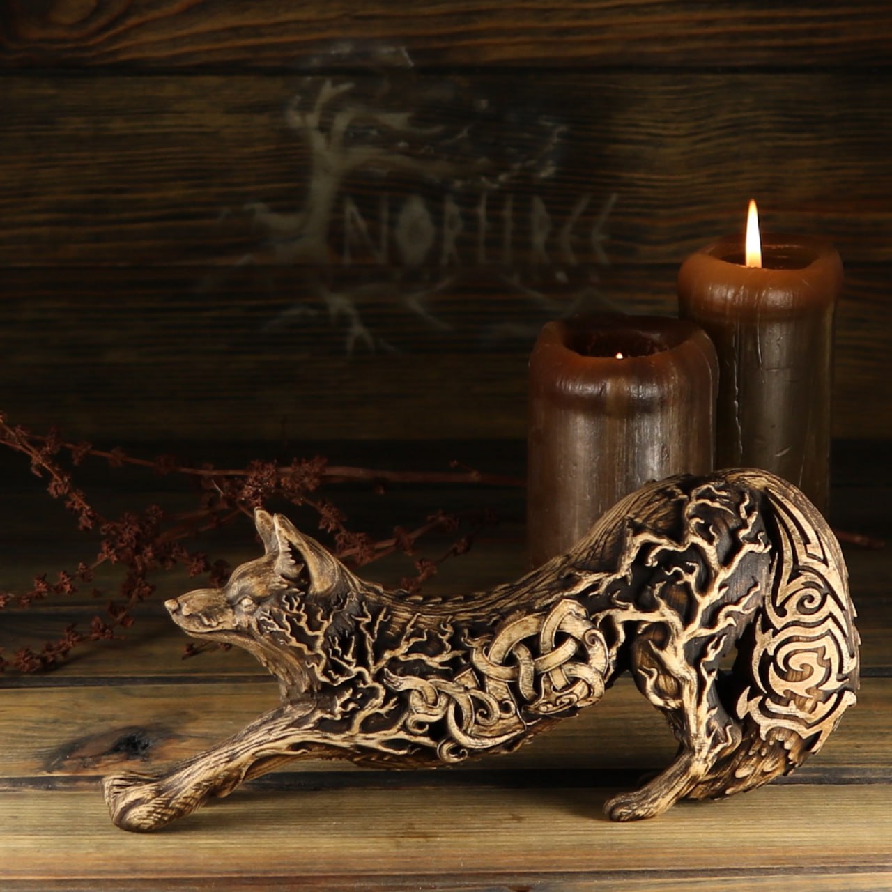Red fox, Fox statue, Fox wood, wooden statue