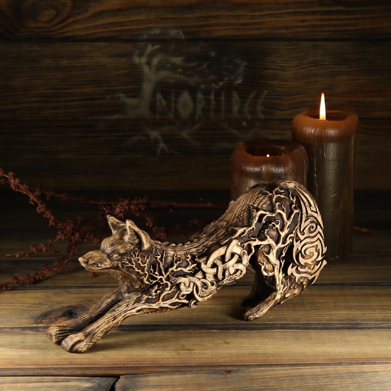 Red fox, Fox statue, Fox wood, wooden statue