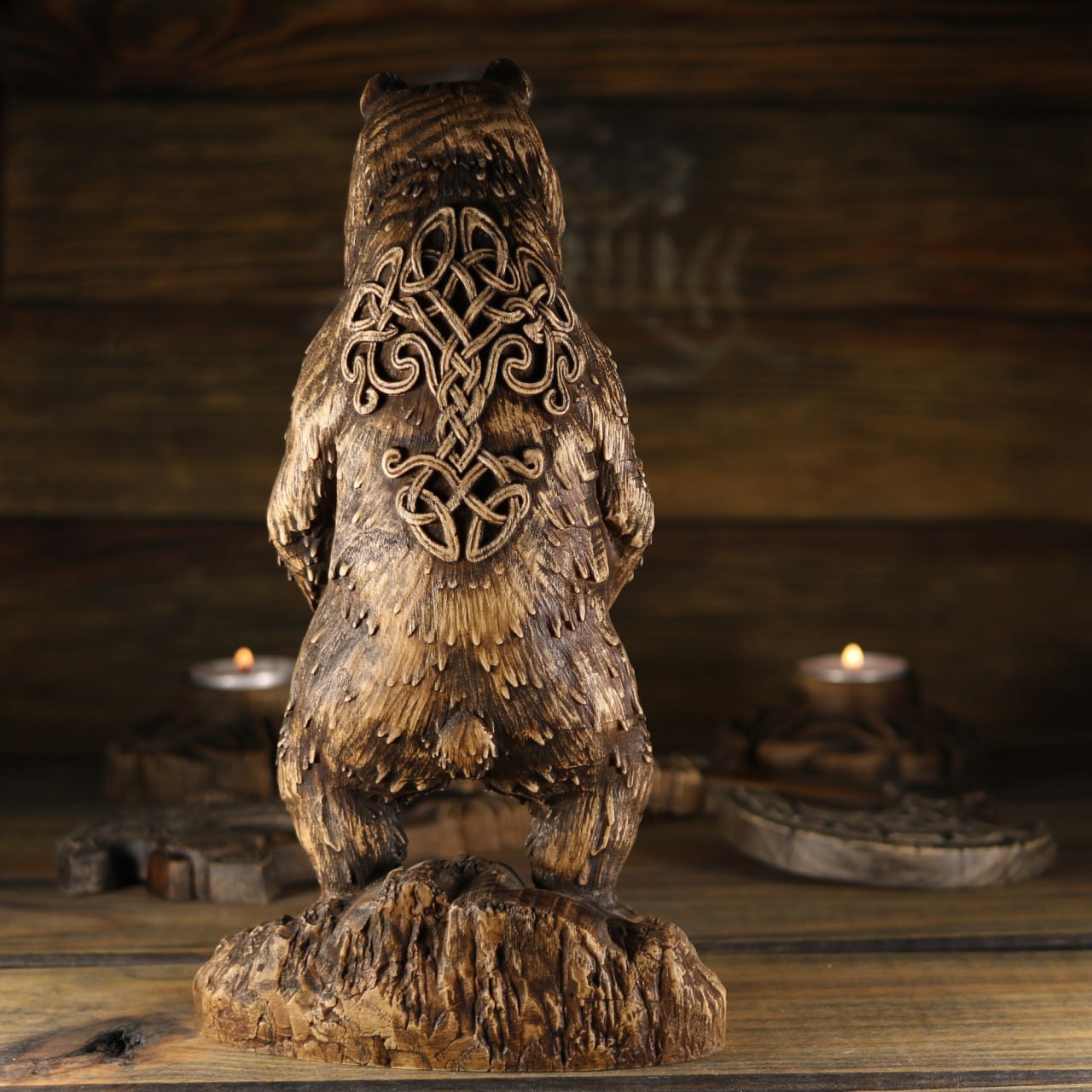 Carving Viking Bear Statue Artio - Wooden Viking Statue