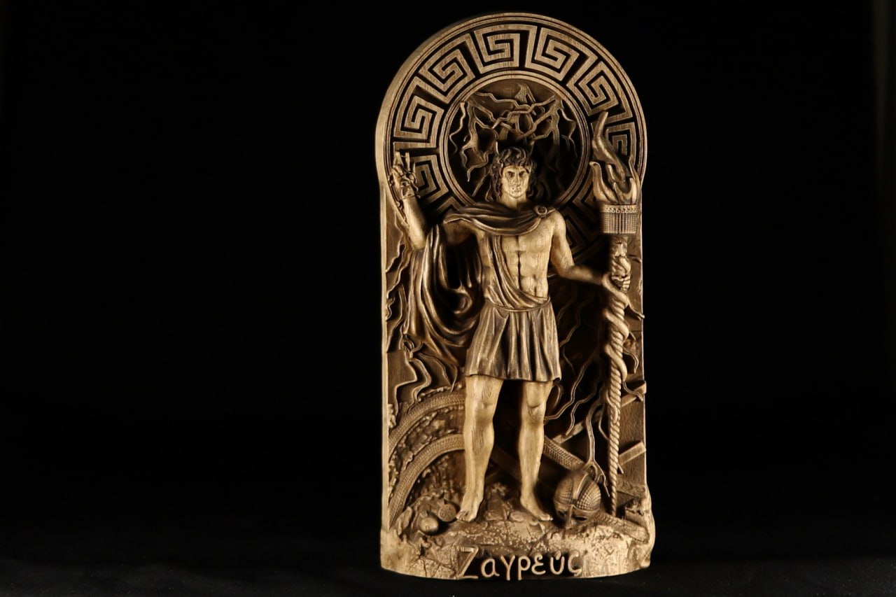 Wooden Statue Zagreus: A Mythical Carving of Ancient Greek Deity