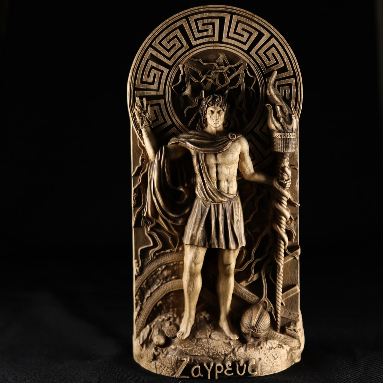 Wooden Statue Zagreus: A Mythical Carving of Ancient Greek Deity