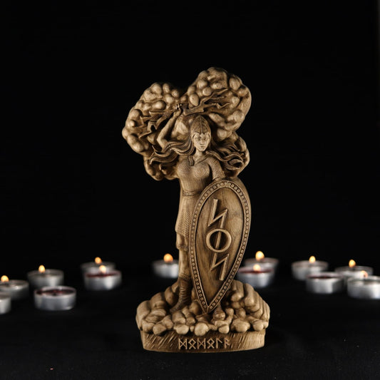 Dodola Slavic Goddess of Clouds and Rain Handmade Wood Carving