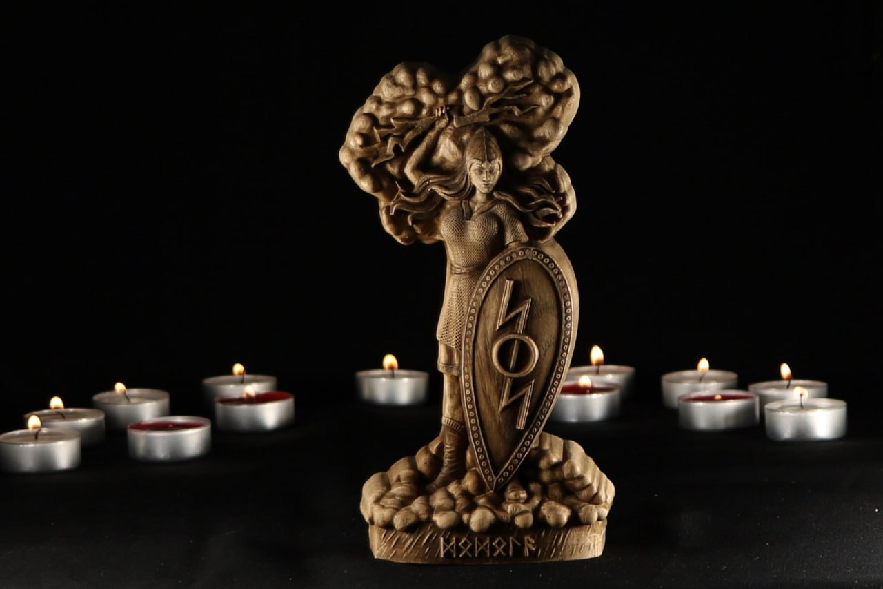 Handmade Wood Carving of Dodola, Slavic Goddess of Clouds and Rain