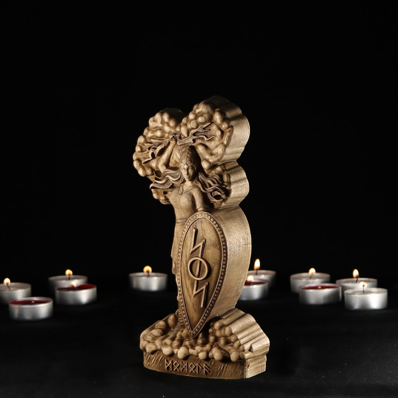 Handmade Wood Carving of Dodola, Slavic Goddess of Clouds and Rain