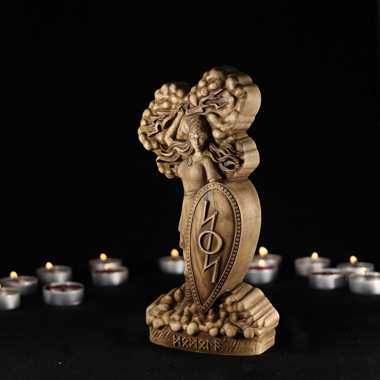 Handmade Wood Carving of Dodola, Slavic Goddess of Clouds and Rain