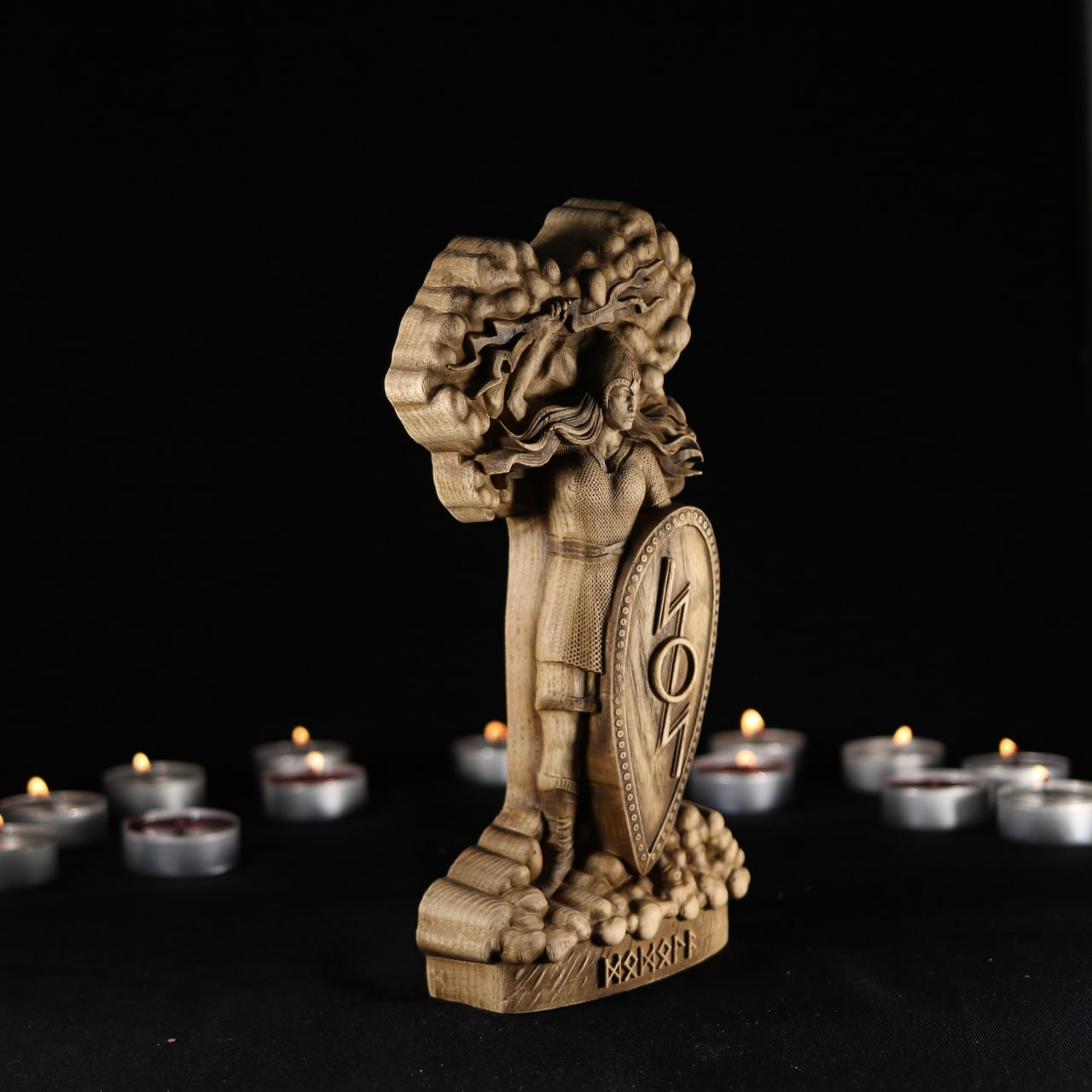 Handmade Wood Carving of Dodola, Slavic Goddess of Clouds and Rain