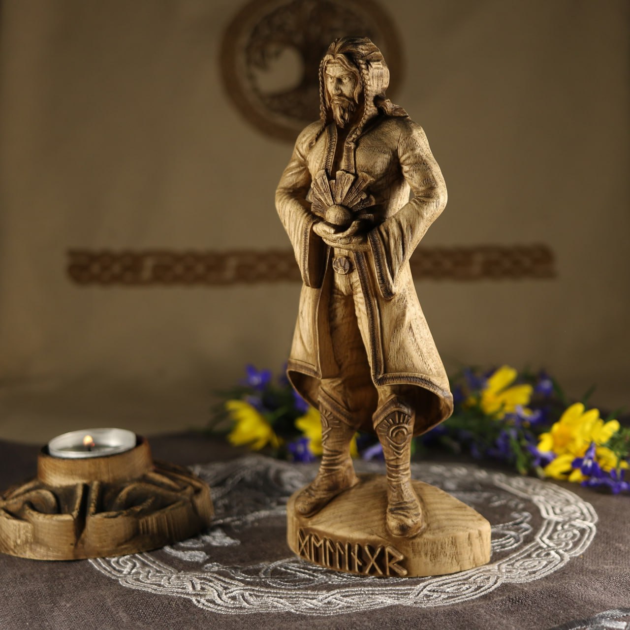 Dellingr Statue | Hand-Carved Ash Wood Norse God of Dawn | ArtCarving Shop