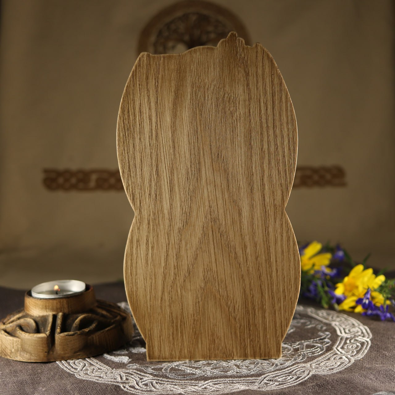 Handmade Norse Gods Hati and Skoll Wood Carving and Sculpture