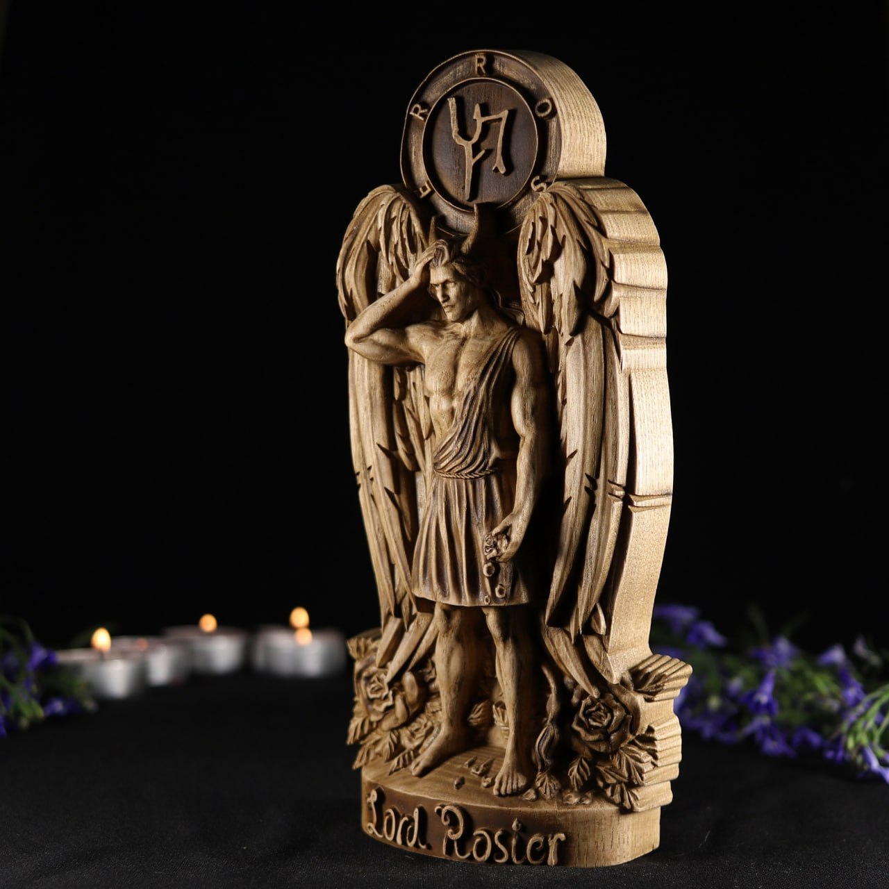 Handmade Ecological Ash Rosier Wood Statue of Sensual Delight