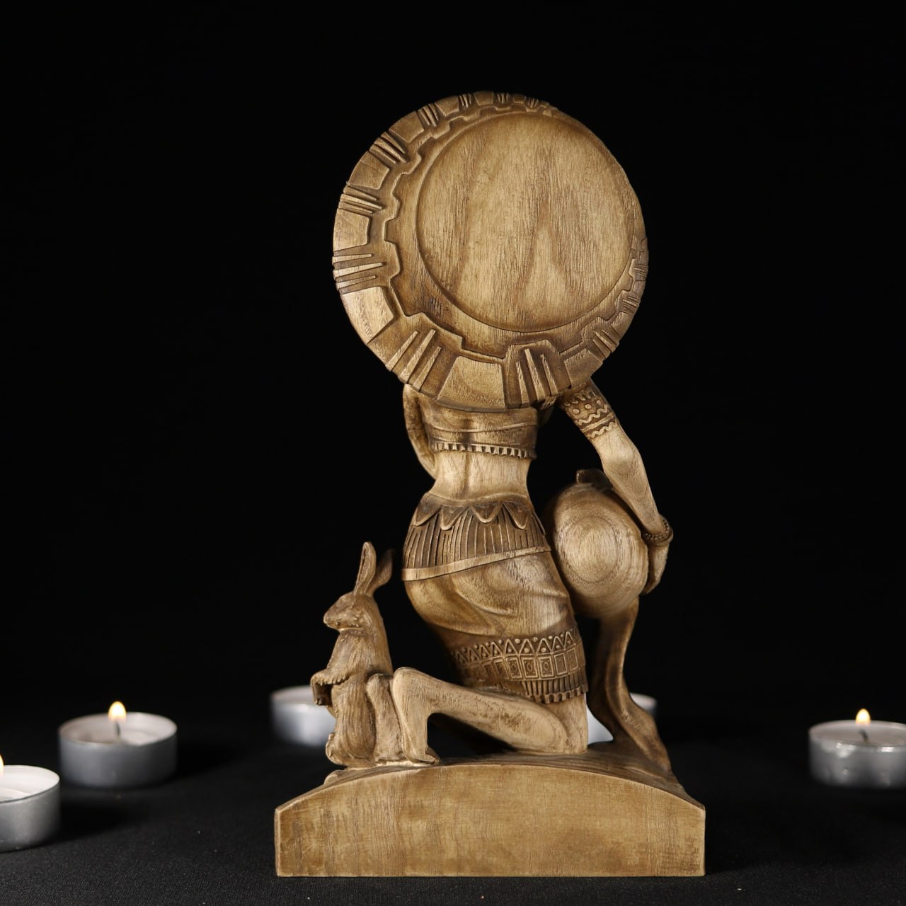 Sacred Wooden Ixchel Statue - Symbol of Feminine Power and Ancient Craftsmanship