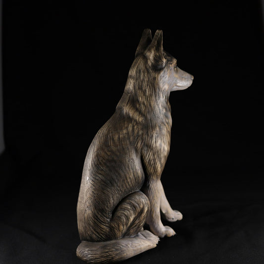 Captivating Wooden Husky Dog Statue: A Masterpiece of Craftsmanship