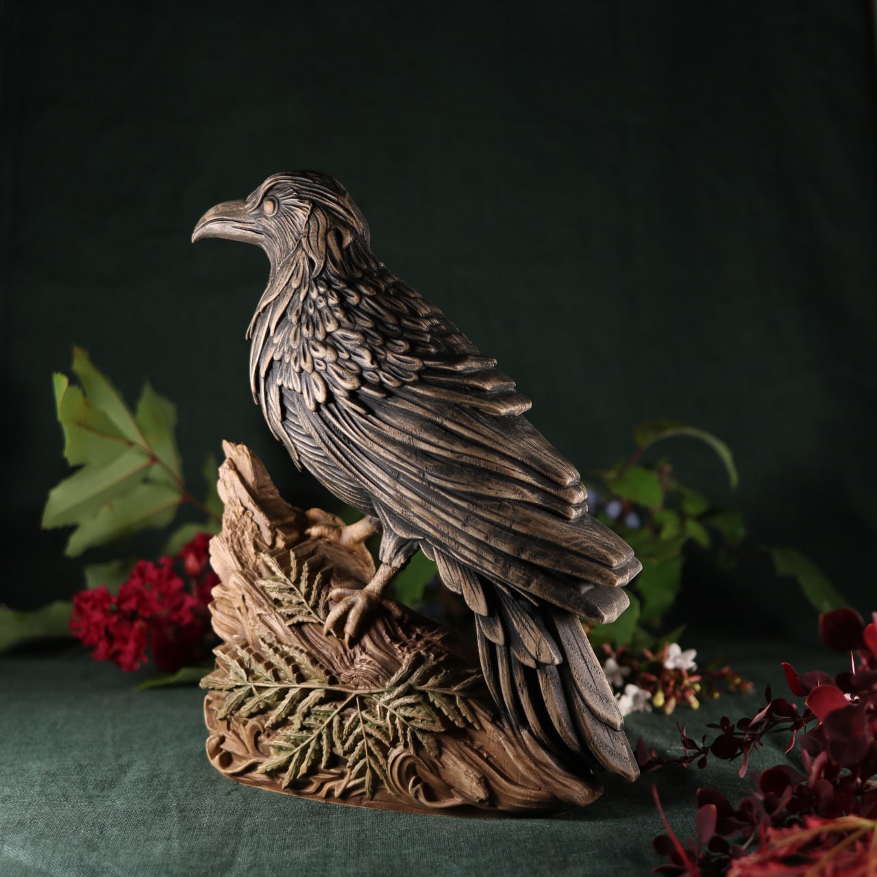 Captivating Raven Wood Statue: A Majestic Tribute to Nature's Enigma