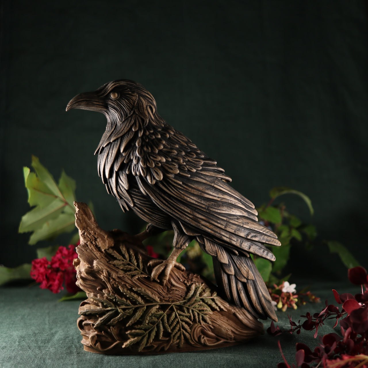 Captivating Raven Wood Statue: A Majestic Tribute to Nature's Enigma