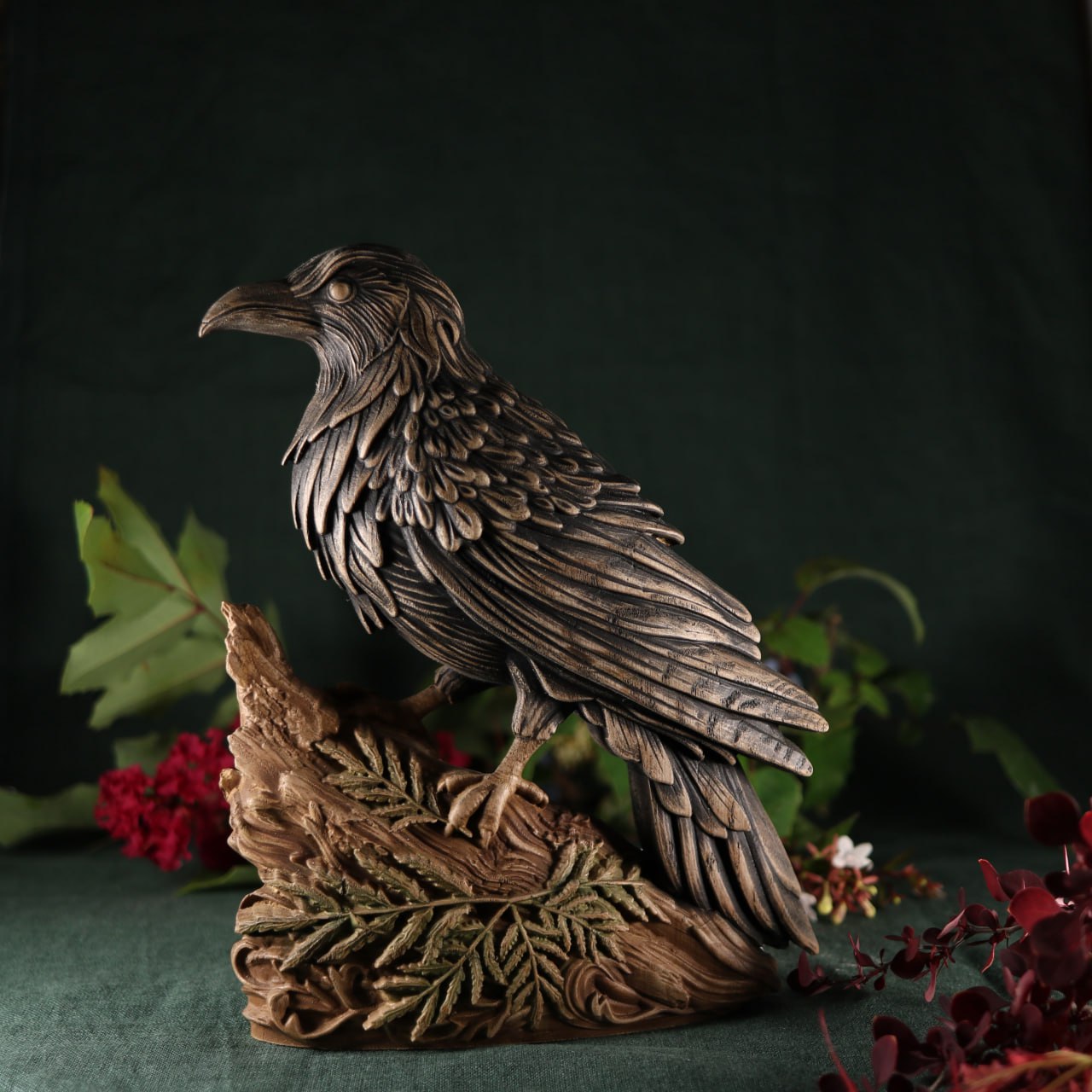Captivating Raven Wood Statue: A Majestic Tribute to Nature's Enigma