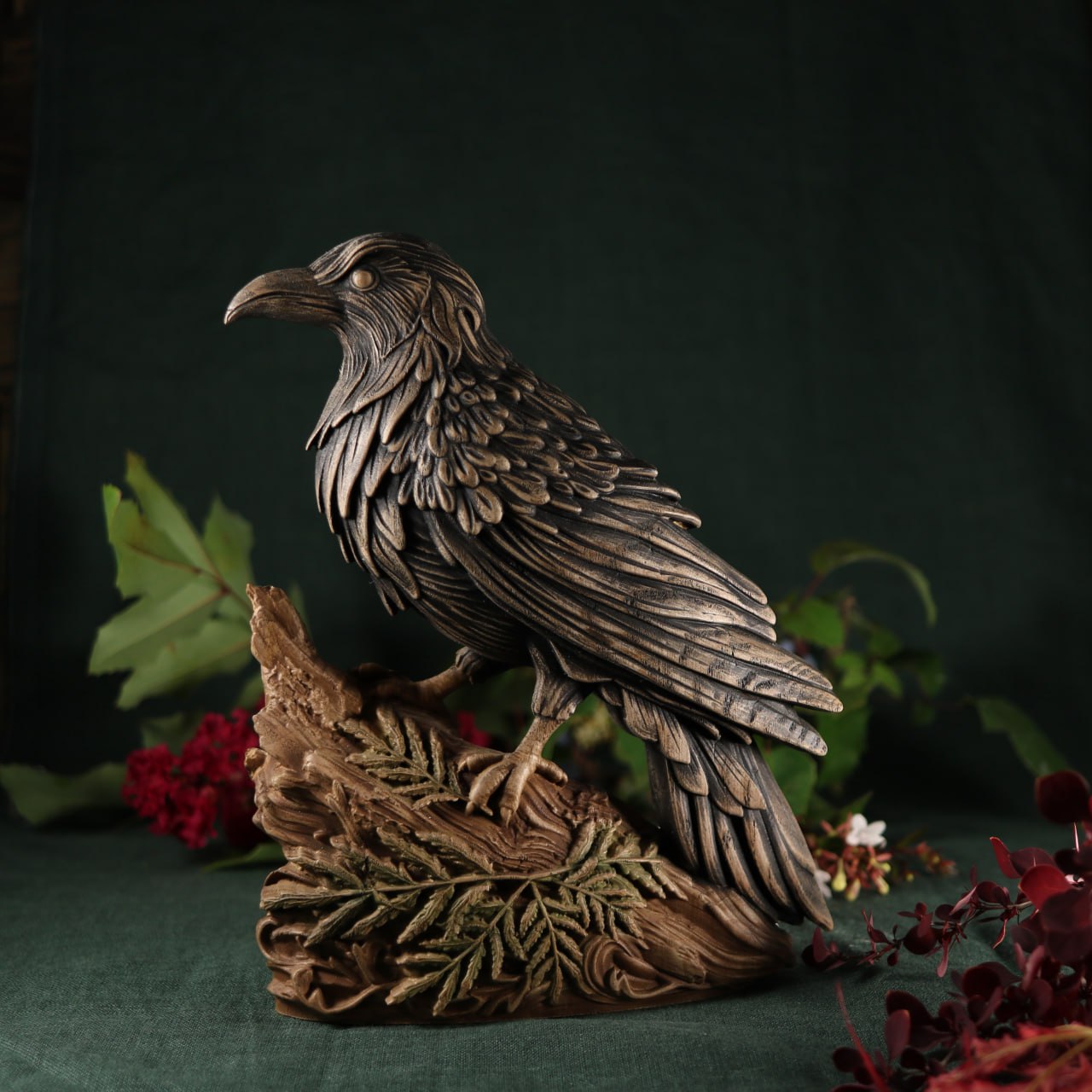Captivating Raven Wood Statue: A Majestic Tribute to Nature's Enigma