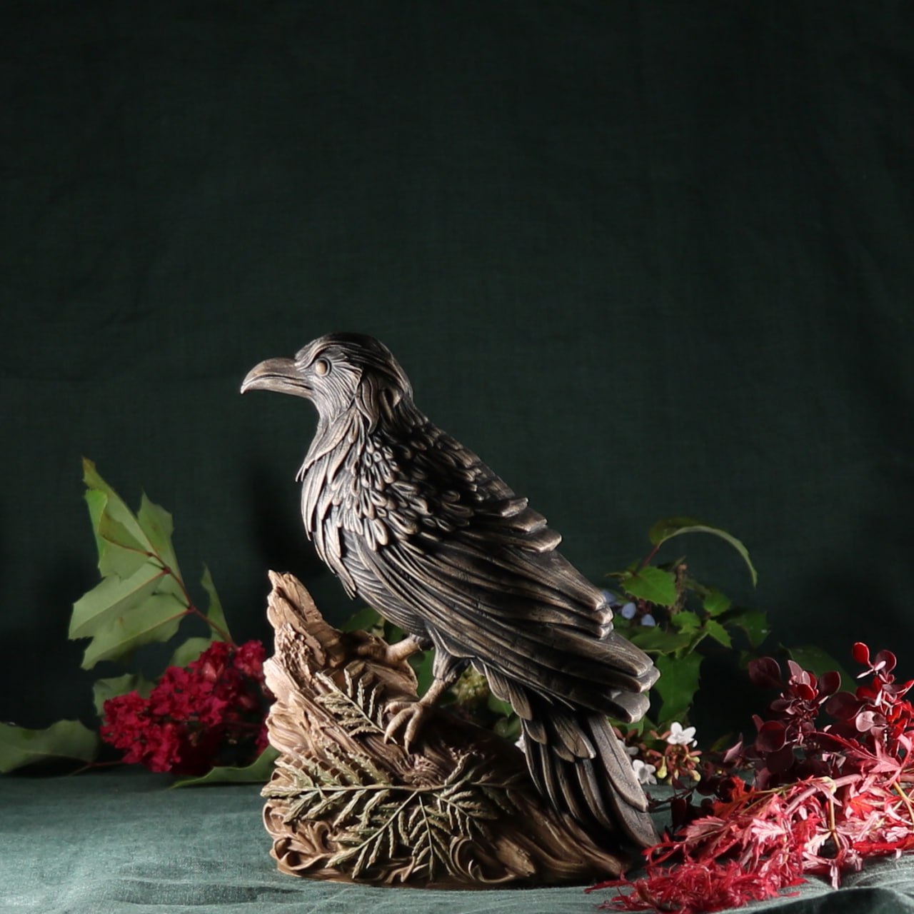 Captivating Raven Wood Statue: A Majestic Tribute to Nature's Enigma