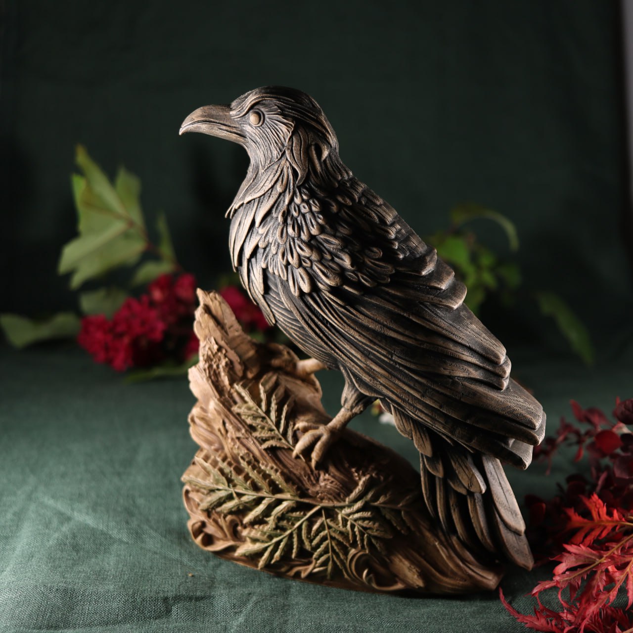 Captivating Raven Wood Statue: A Majestic Tribute to Nature's Enigma