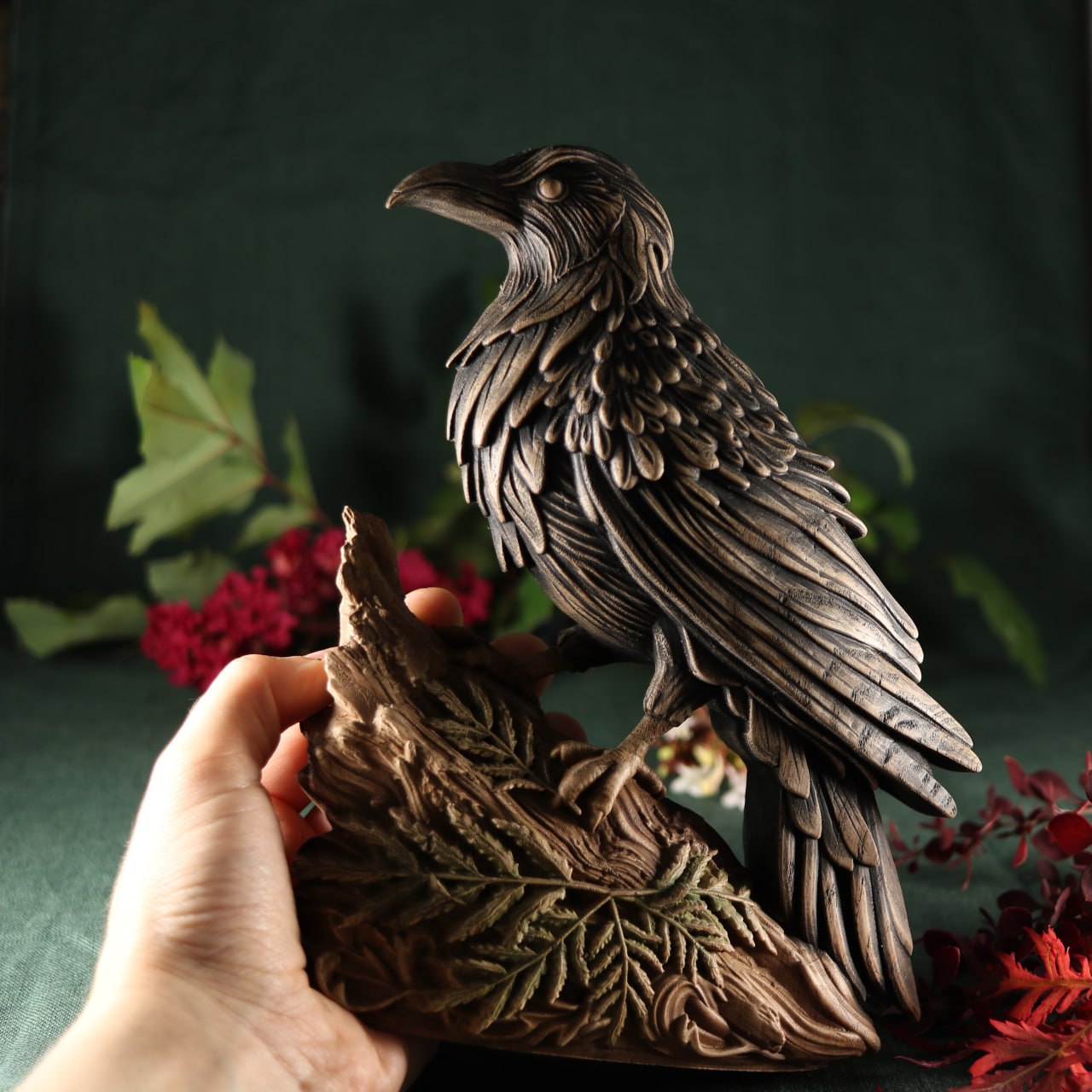 Captivating Raven Wood Statue: A Majestic Tribute to Nature's Enigma