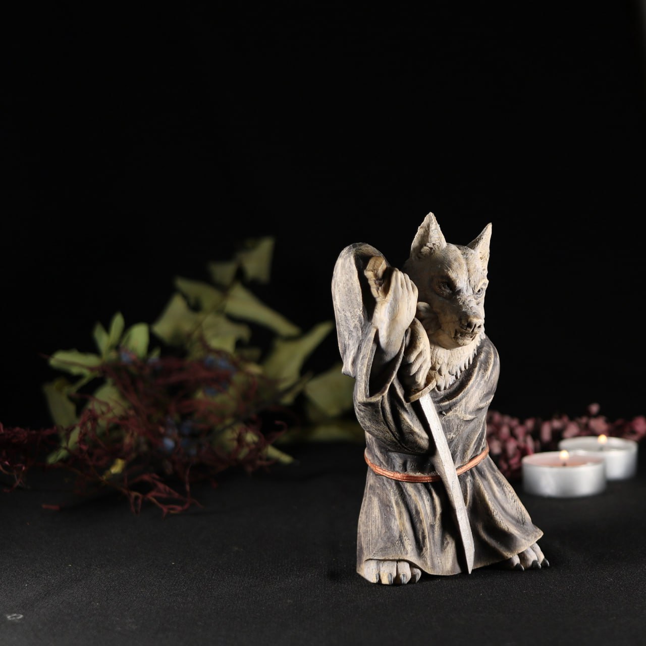 Exquisite Wood Sculpture: Akita Dog Samurai A Symbol of Bravery – Art  Carving Shop